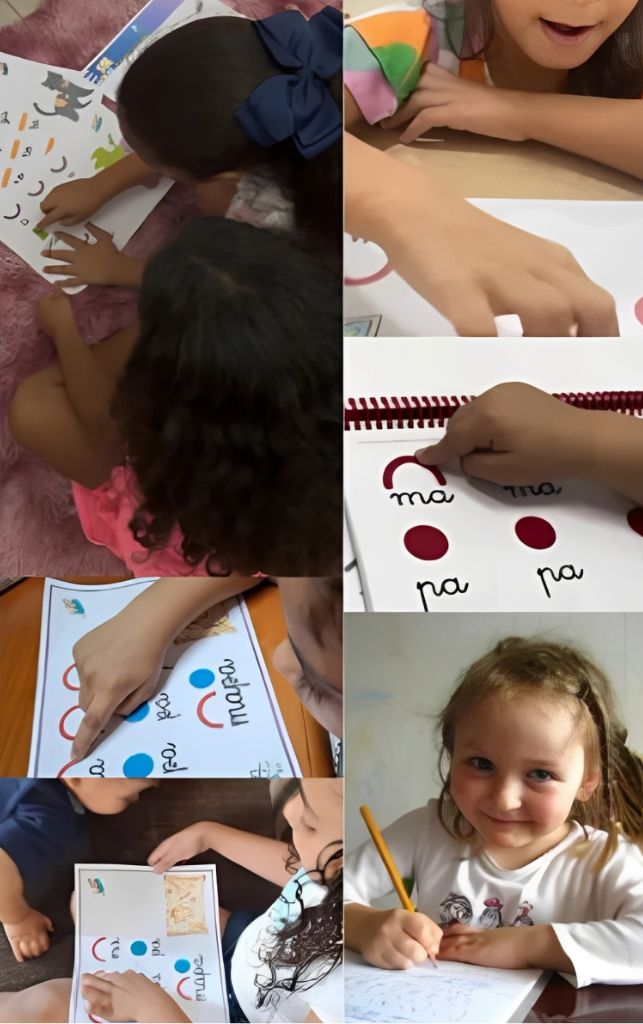 Crianças praticando o Método Pequeno Leitor